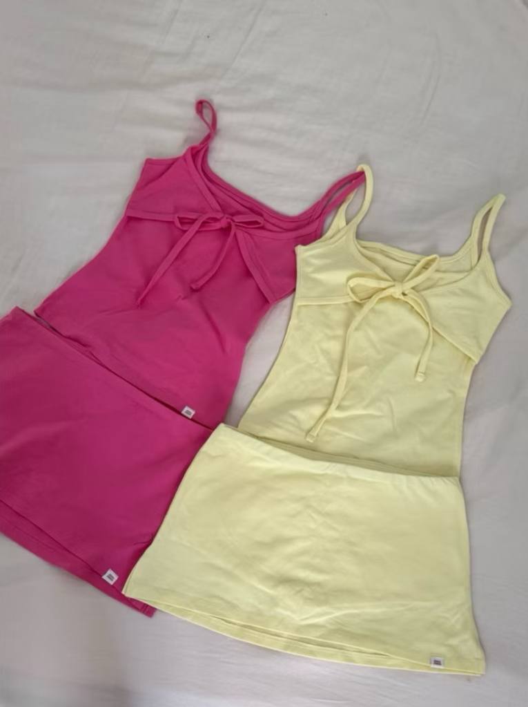 Tiemmem Ribbon Tie Cami in Yellow, primary product photograph